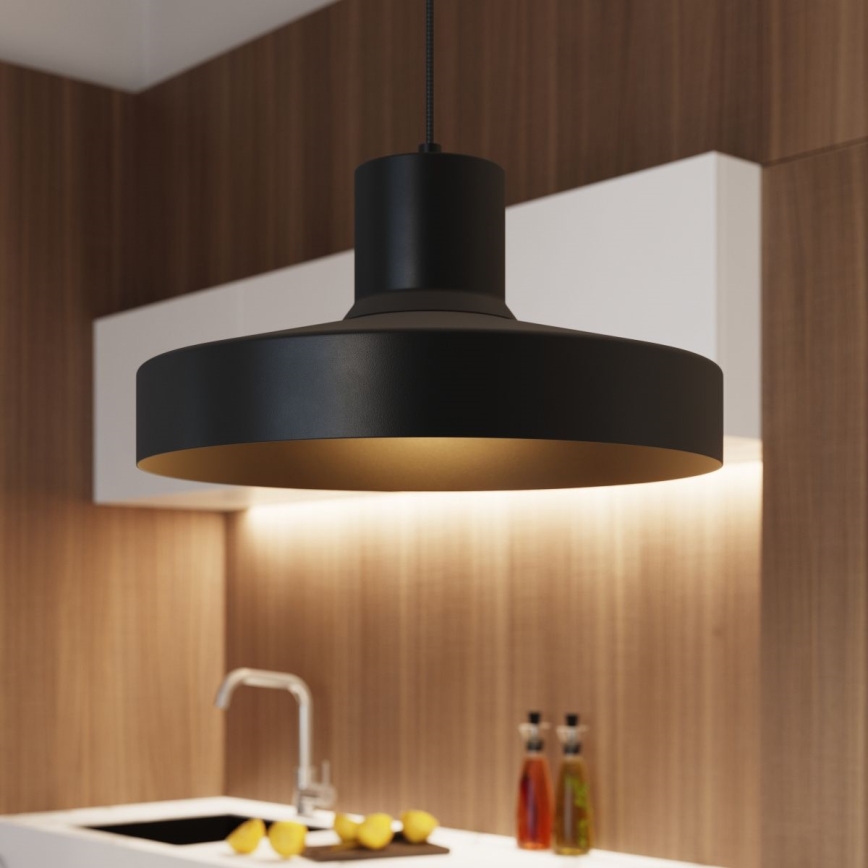 Lustra ar auklu BILO 1xE27/15W/230V d. 35 cm melna
