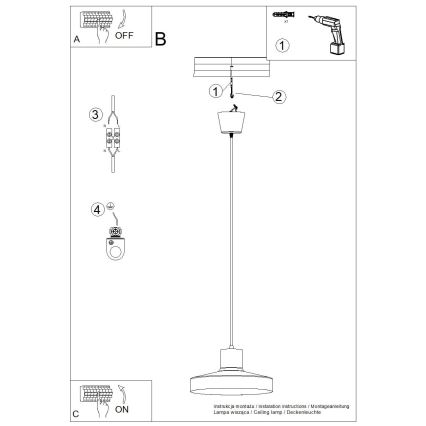 Lustra ar auklu BILO 1xE27/15W/230V d. 35 cm krēmkrāsa