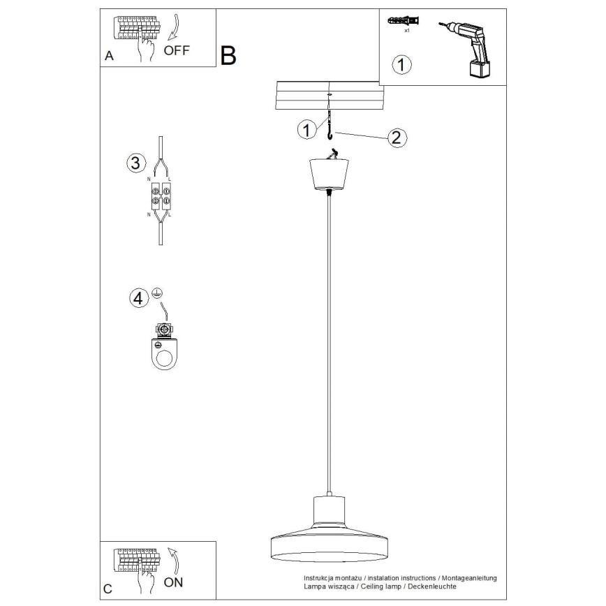 Lustra ar auklu BILO 1xE27/15W/230V d. 35 cm krēmkrāsa