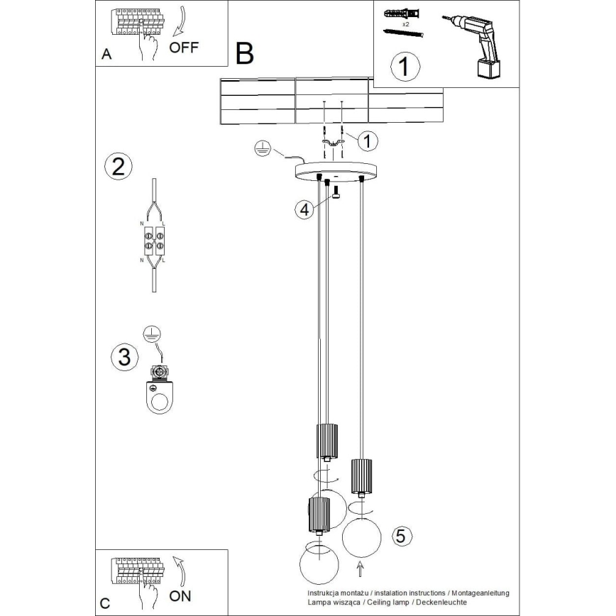Lustra ar auklu HALO 3xG9/8W/230V d. 25 cm balta