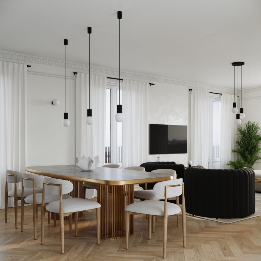 Lustra ar auklu HALO 1xG9/8W/230V d. 12 cm melna