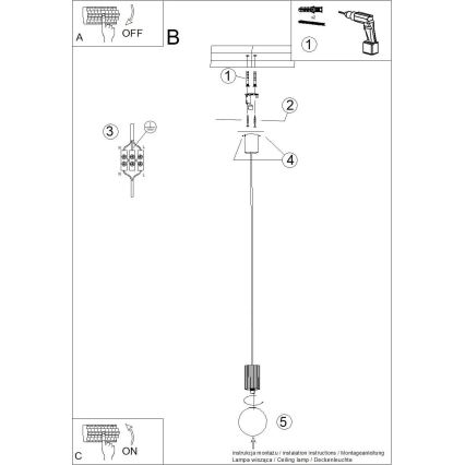 Lustra ar auklu HALO 1xG9/8W/230V d. 12 cm melna