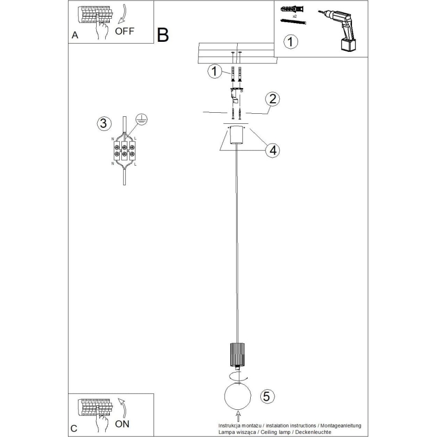 Lustra ar auklu HALO 1xG9/8W/230V d. 12 cm melna