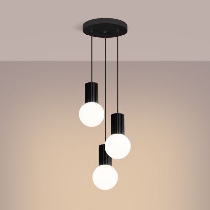 Lustra ar auklu HALO 3xG9/8W/230V d. 25 cm melna
