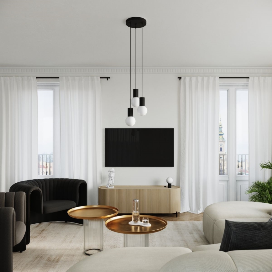 Lustra ar auklu HALO 3xG9/8W/230V d. 25 cm melna