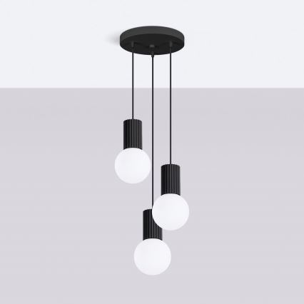 Lustra ar auklu HALO 3xG9/8W/230V d. 25 cm melna