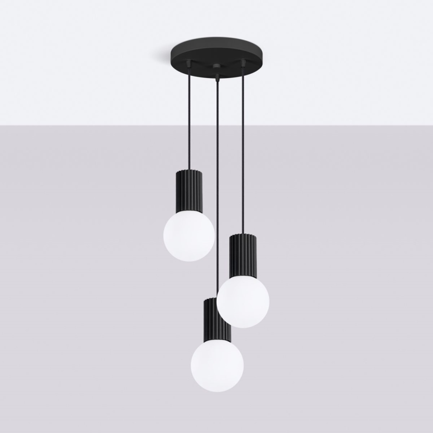 Lustra ar auklu HALO 3xG9/8W/230V d. 25 cm melna