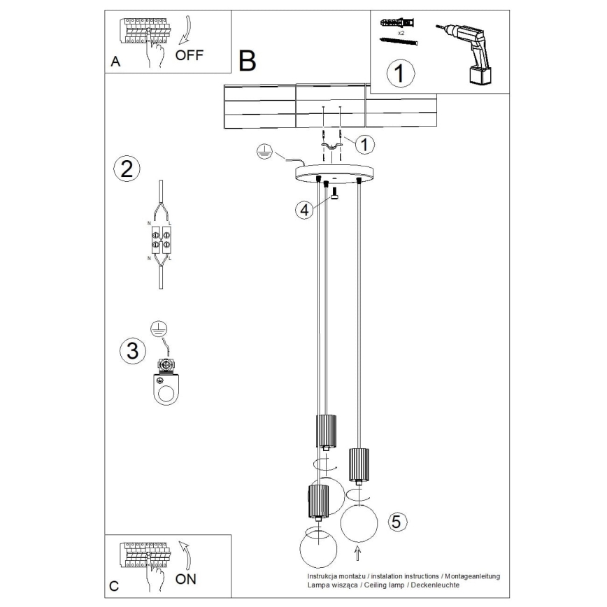 Lustra ar auklu HALO 3xG9/8W/230V d. 25 cm krēmkrāsa