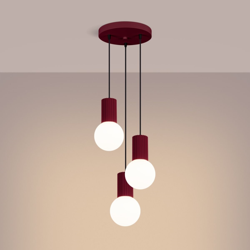 Lustra ar auklu HALO 3xG9/8W/230V d. 25 cm sarkana