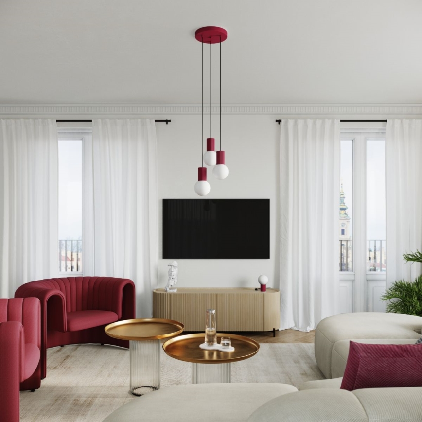 Lustra ar auklu HALO 3xG9/8W/230V d. 25 cm sarkana