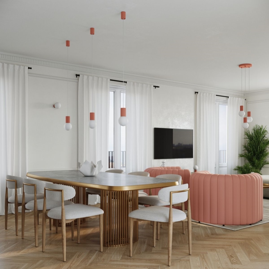 Lustra ar auklu HALO 1xG9/8W/230V d. 12 cm rozā
