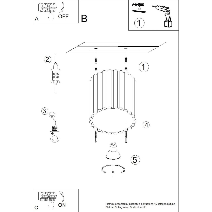Virziena gaismeklis AURA 1xGU10/10W/230V 10 cm krēmkrāsas