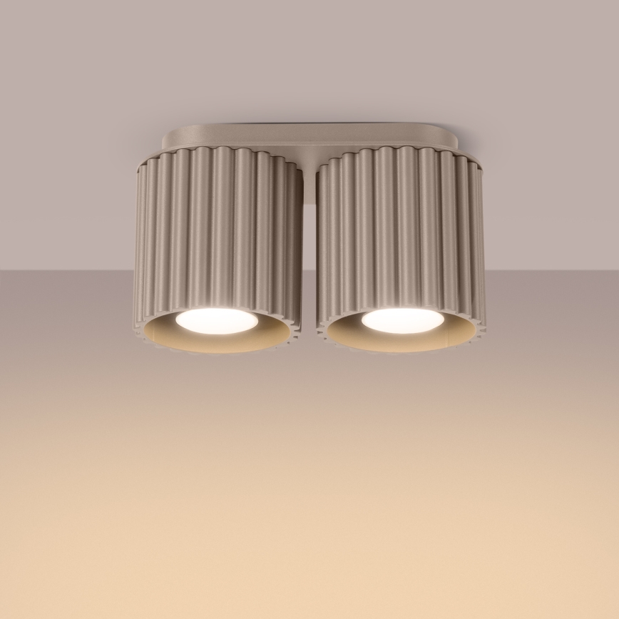 Virziena gaismeklis AURA 2xGU10/10W/230V brūngpelēks
