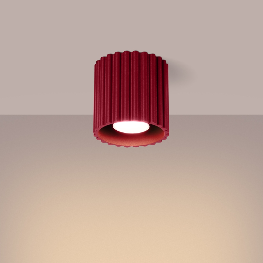 Virziena gaismeklis AURA 1xGU10/10W/230V Ø 10 cm sarkans