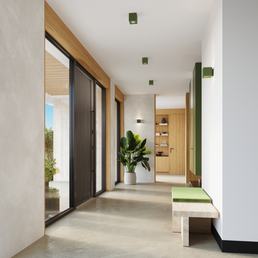 Sienas spotgaismeklis QUAD 1xG9/8W/230V betons/zaļš