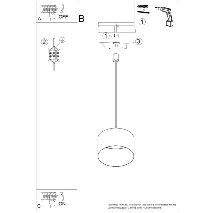 Pakaramā griestu lampa NEVIA uz vada 1xE27/15W/230V Ø 40 cm, zila