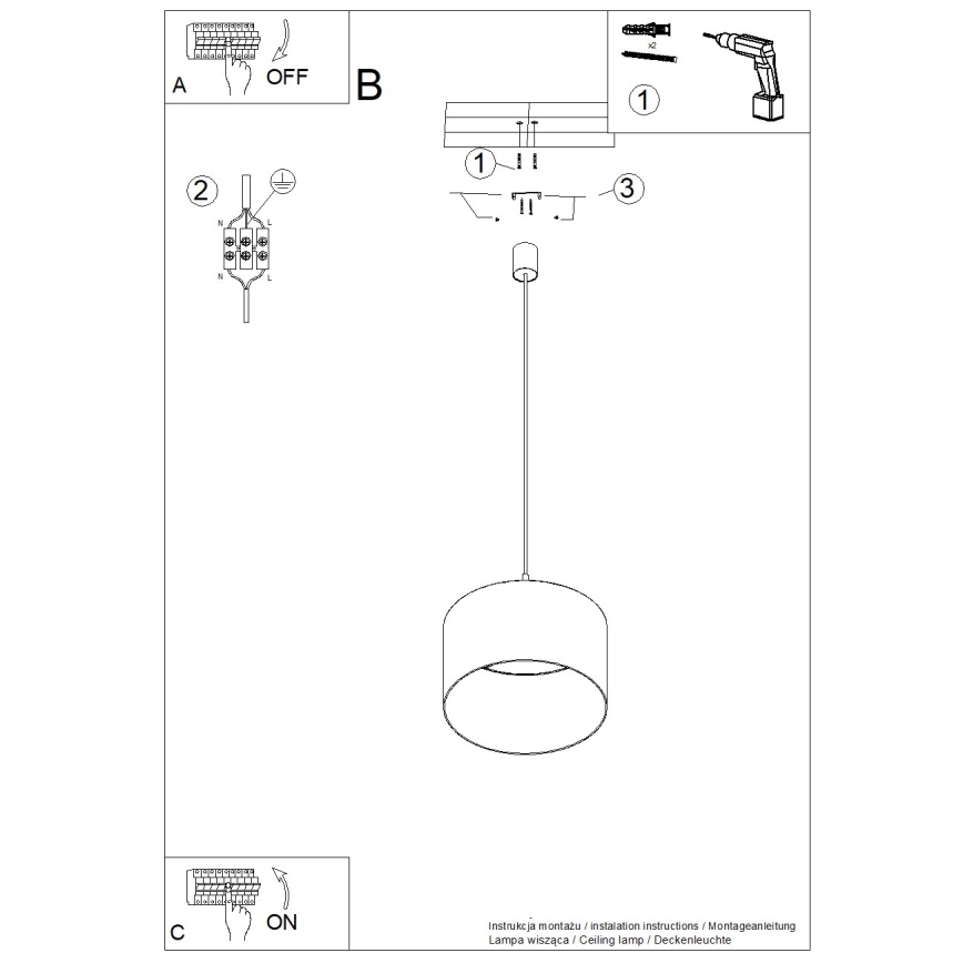 Pakaramā griestu lampa NEVIA uz vada 1xE27/15W/230V Ø 40 cm, zila