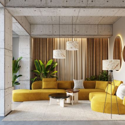 Grīdas lampa NEVIA 1xE27/15W/230V bēša/marmora dekors