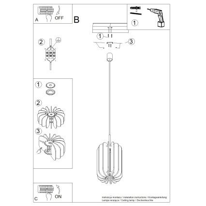 Pakaramā lampa uz vada MULA 1xE27/15W/230V, diam. 27 cm, zila