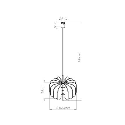 Pakaramā lampa MULA ar vadu, 1xE27/15W/230V, Ø 45 cm, dzeltena