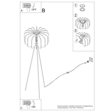Grīdas lampa MULA 1xE27/15W/230V dzeltena