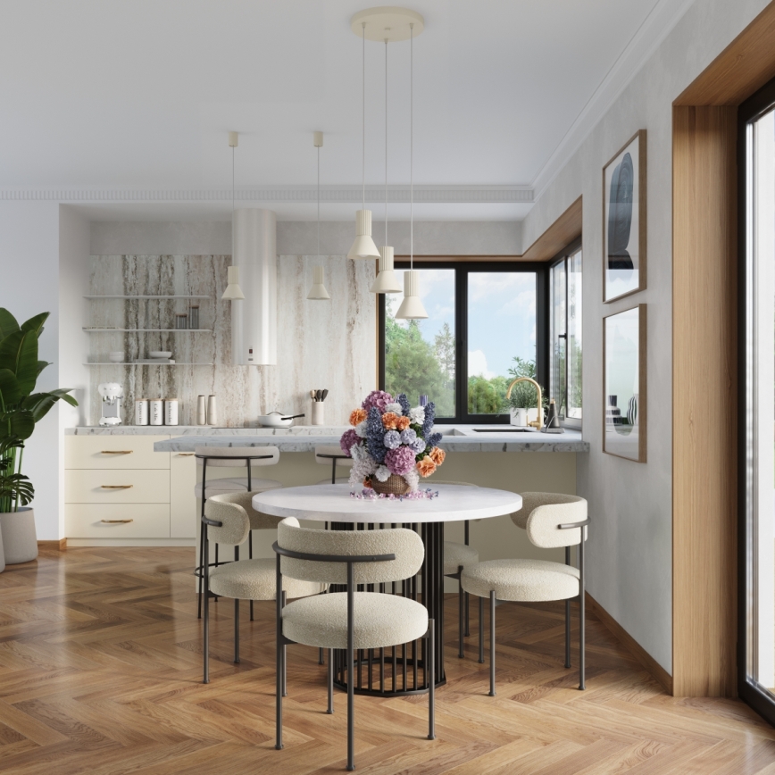 Pakaramā lampa uz vada ESTRIA 1xE14/10W/230V, Ø 14 cm, krēmkrāsaina