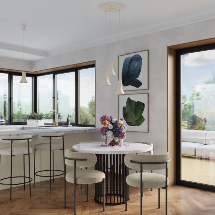 Pakaramā lampa uz kabeļa ESTRIA 3xE14/10W/230V, diametrs 30 cm, krēmkrāsa