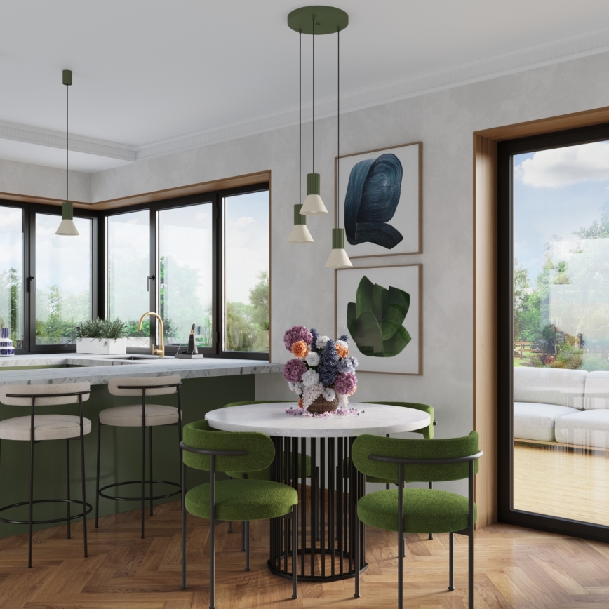 Piekaramā lustra ESTRIA 3xE14/10W/230V Ø 30 cm zaļa