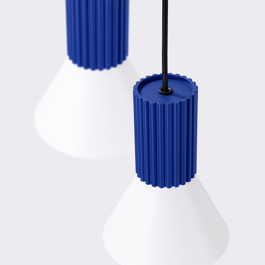 Griestu lampa uz kabeļa ESTRIA, 3x E14/10W/230V, Ø 30 cm, zila