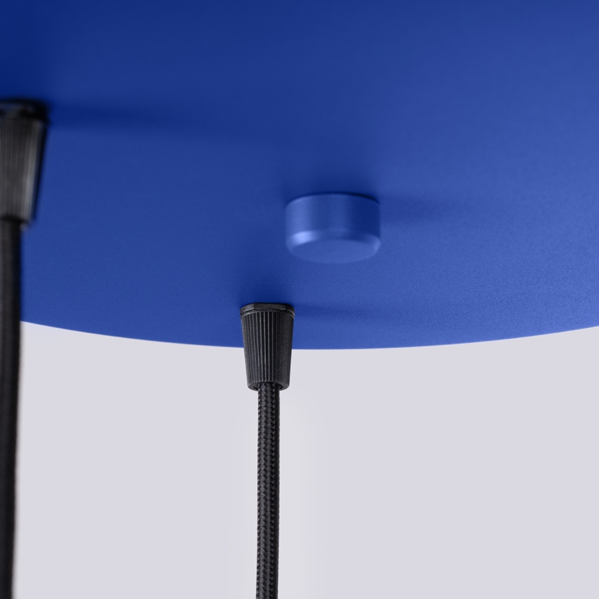 Griestu lampa uz kabeļa ESTRIA, 3x E14/10W/230V, Ø 30 cm, zila