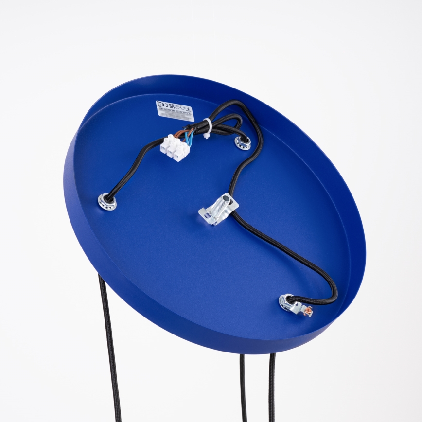 Griestu lampa uz kabeļa ESTRIA, 3x E14/10W/230V, Ø 30 cm, zila