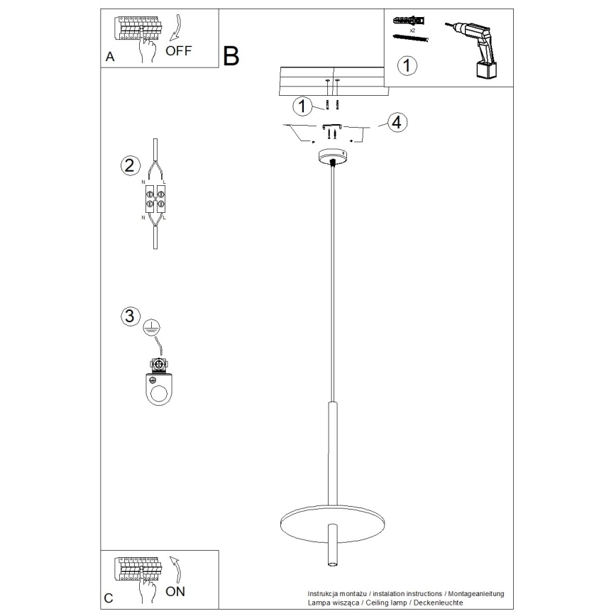 Pakarināmā lampa ar kabeli FELTRO 1xG9/8W/230V melna/zila