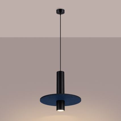 Pakaramā lampa PELTA ar stiepli 1xGU10/10W/230V melna/zila