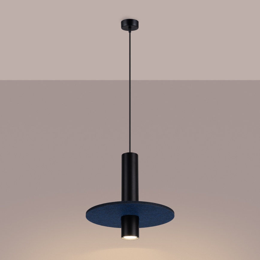 Pakaramā lampa PELTA ar stiepli 1xGU10/10W/230V melna/zila