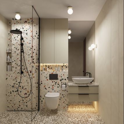 Vannas istabas sienas gaismeklis ZORI 1xG9/8W/230V IP44 bēšs