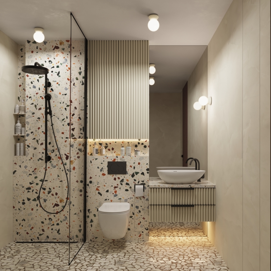 Vannas istabas sienas gaismeklis ZORI 1xG9/8W/230V IP44 bēšs