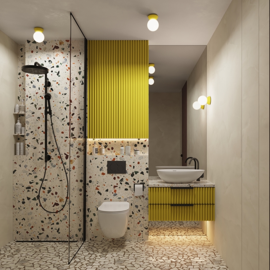 Vannas istabas sienas gaismeklis ZORI 1xG9/8W/230V IP44 dzeltens