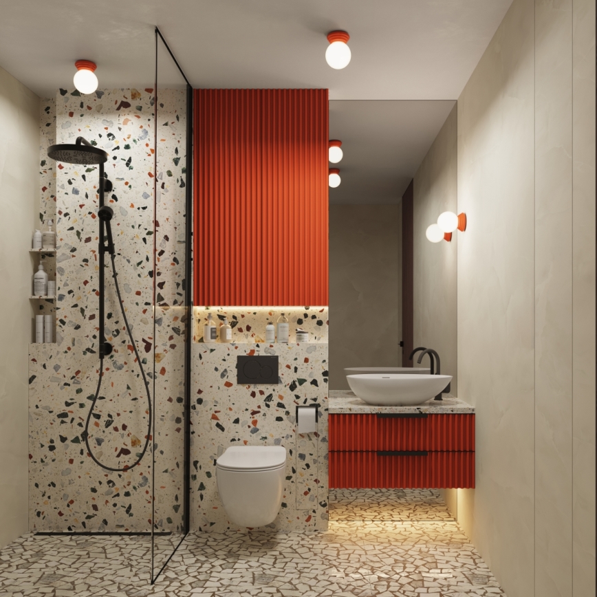 Vannas istabas sienas gaismeklis ZORI 1xG9/8W/230V IP44 rozā