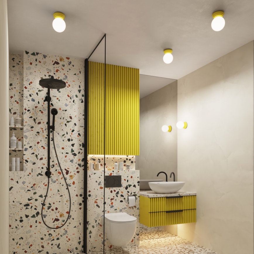 Griestu gaismeklis vannas istabai ZORI 1xG9/8W/230V Ø 12 cm IP44 dzeltena