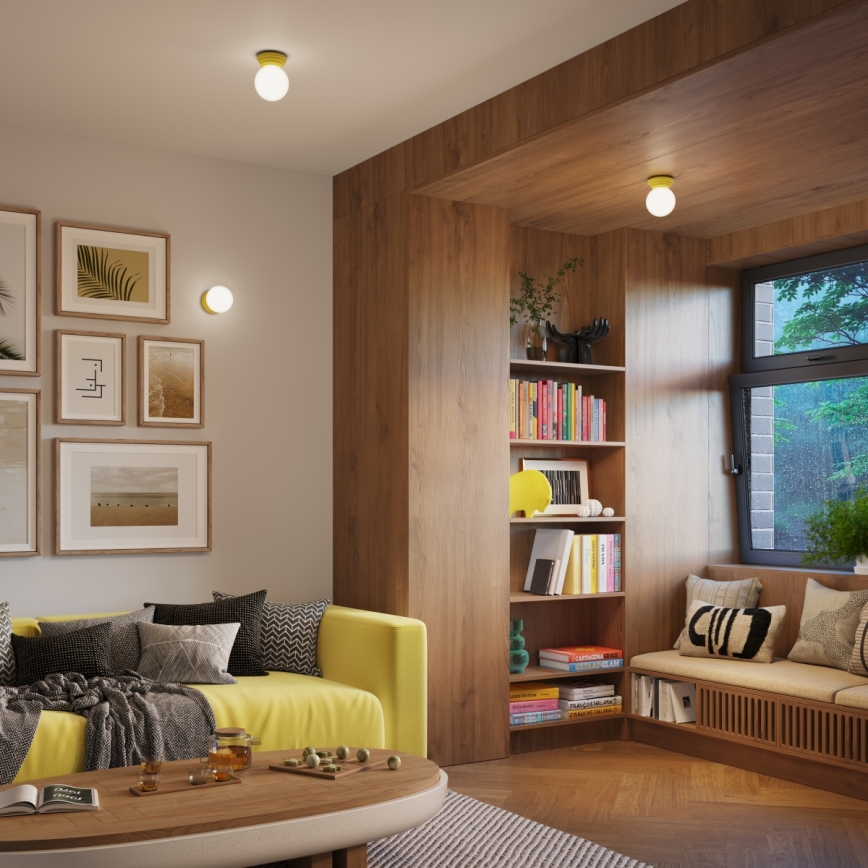 Griestu gaismeklis vannas istabai ZORI 1xG9/8W/230V Ø 12 cm IP44 dzeltena