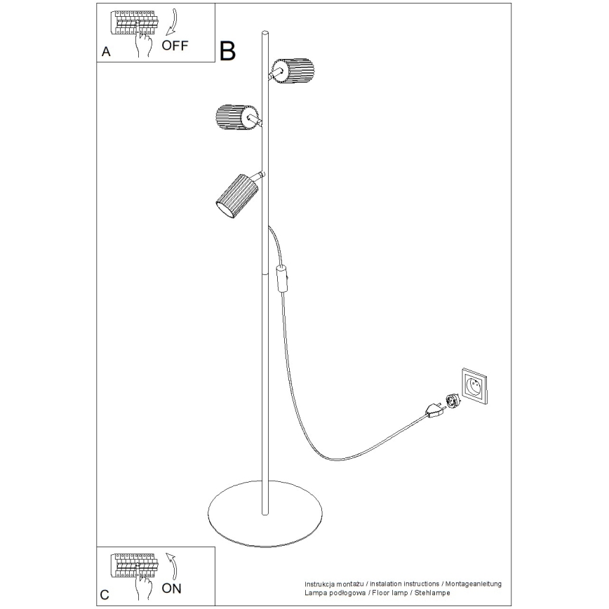 Grīdas lampa KARBON 3xGU10/10W/230V balta