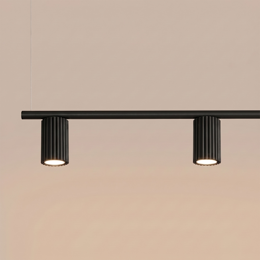 Griestu lampa KARBON ar kabeļa pakarinājumu, 4x GU10/10W/230V, melna