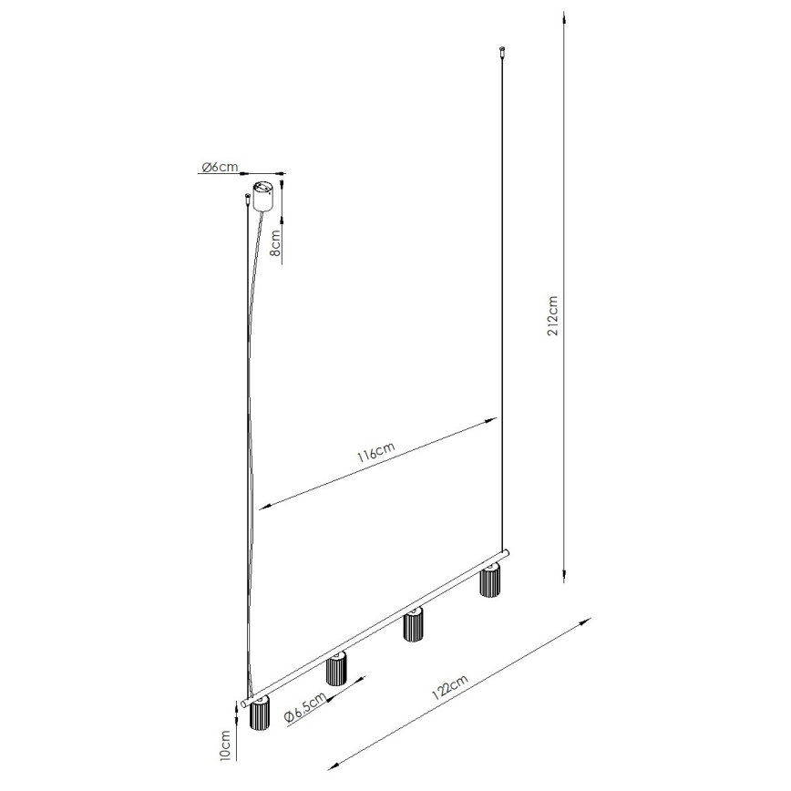 Griestu lampa KARBON ar kabeļa pakarinājumu, 4x GU10/10W/230V, melna