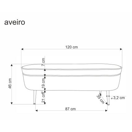 Sols ar uzglabāšanas vietu AVEIRO 46x120 cm balta