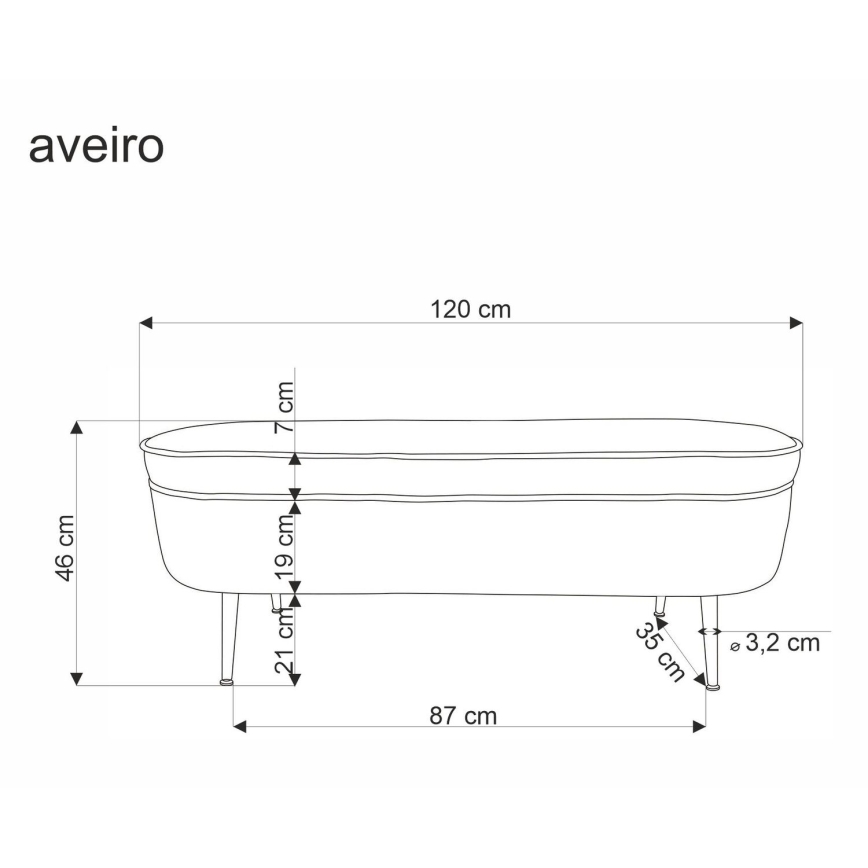 Sols ar uzglabāšanas vietu AVEIRO 46x120 cm balta