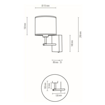 Sienas lampa BOHO 1xE27/25W/230V ozols – FSC sertificēts