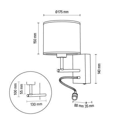 Sienas lampa BOHO 1xE27/25W + LED/1W/230V ozolkoks