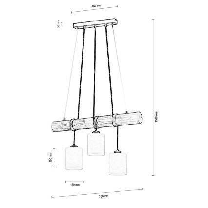 Lustra ar auklu TRENO 3xE27/25W/230V priede – FSC sertificēts