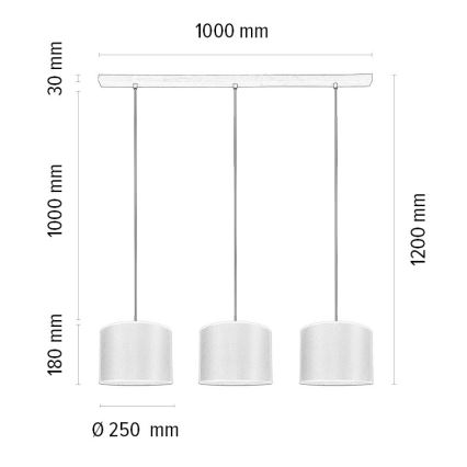 Lustra ar auklu BENITA 3xE27/40W/230V balta/ozols – FSC sertificēts