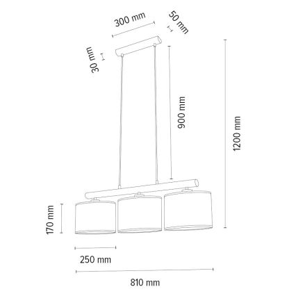 Lustra ar auklu MERCEDES 3xE27/40W/230V brūna/ozols – FSC sertificēts